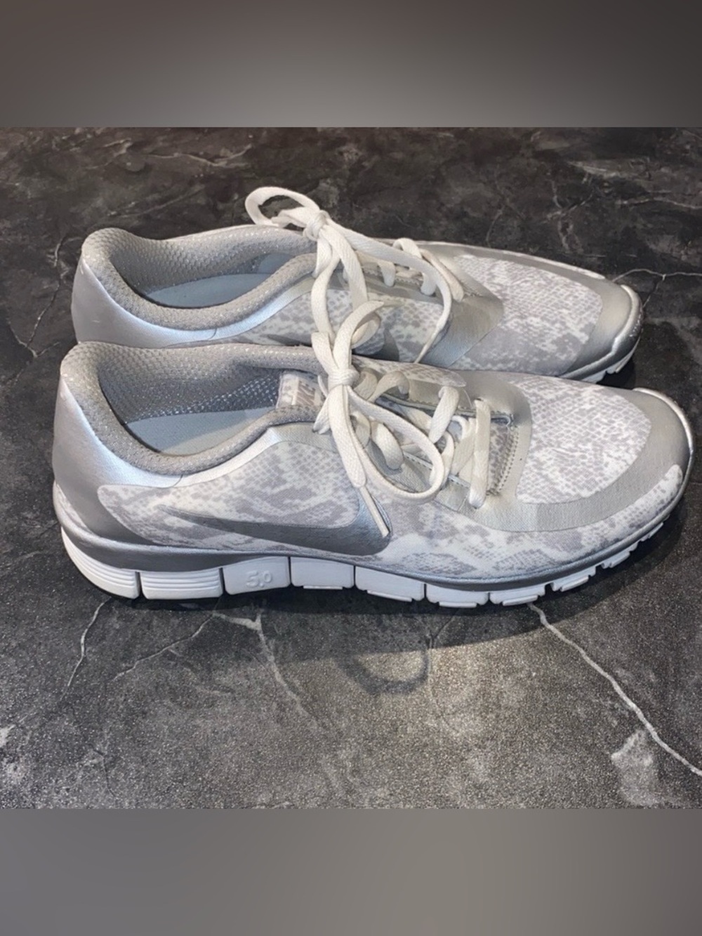Nike Free 5.0 BRS 1000 Silver Snake Skin Print Shoes